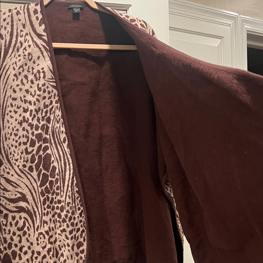 Ann Taylor Brown and Cream Animal Print Poncho - Picture 6 of 7